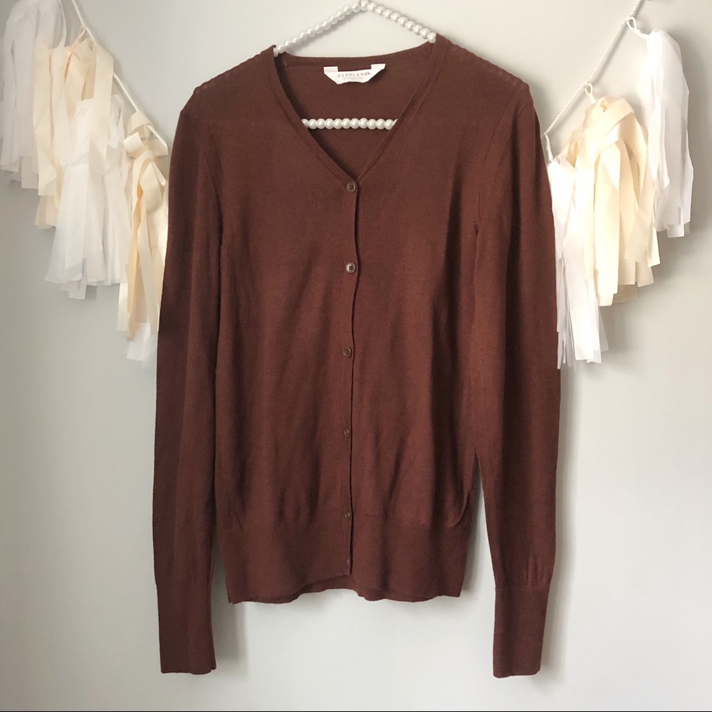 Everlane 100% Wool Maroon Cardigan Sweater
